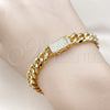 Pulsera Elegante 03.156.0040.07 Oro Laminado, Diseño de Miami Cubana, con Blanca Micro Pave, Pulido, Tono Dorado (08 MM Thickness, 7 Inches Length)