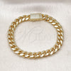 Pulsera Elegante 03.156.0040.07 Oro Laminado, Diseño de Miami Cubana, con Blanca Micro Pave, Pulido, Tono Dorado (08 MM Thickness, 7 Inches Length)