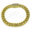 Pulsera Elegante 03.156.0040.07 Oro Laminado, Diseño de Miami Cubana, con Blanca Micro Pave, Pulido, Tono Dorado (08 MM Thickness, 7 Inches Length)