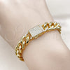 Pulsera Elegante 03.156.0041.07 Oro Laminado, Diseño de Miami Cubana, con Blanca Micro Pave, Pulido, Tono Dorado (10 MM Thickness, 7 Inches Length)