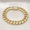 Pulsera Elegante 03.156.0041.07 Oro Laminado, Diseño de Miami Cubana, con Blanca Micro Pave, Pulido, Tono Dorado (10 MM Thickness, 7 Inches Length)