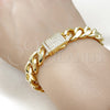 Pulsera Elegante 03.156.0042.08 Oro Laminado, Diseño de Miami Cubana, con Blanca Micro Pave, Pulido, Tono Dorado (12 MM Thickness, 8 Inches Length)