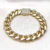 Pulsera Elegante 03.156.0042.08 Oro Laminado, Diseño de Miami Cubana, con Blanca Micro Pave, Pulido, Tono Dorado (12 MM Thickness, 8 Inches Length)