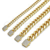 Pulsera Elegante 03.156.0043.09 Oro Laminado, Diseño de Miami Cubana, con Blanca Zirconia Cubica, Pulido, Tono Dorado (14 MM Thickness, 9 Inches Length)