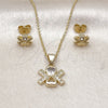 Juego de Arete y Dije de Adulto 10.156.0493 Oro Laminado, Diseño de Corazón, con Blanca Zirconia Cubica and Blanca Micro Pave, Pulido, Tono Dorado