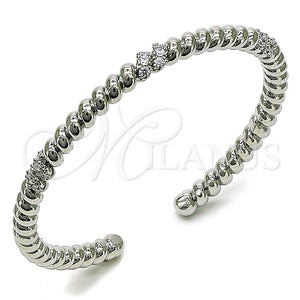 Aro Individual 07.60.0009.1 Rodio Laminado, Diseño de Torcido, con Zirconia Cubica Blanca, Pulido, Rodinado (Grosor 05 MM, Talla Unica)