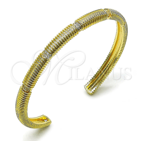 Aro Individual 07.60.0010 Oro Laminado, con Blanca Micro Pave, Pulido, Tono Dorado (06 MM Thickness, One size fits all)