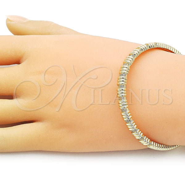 Aro Individual 07.60.0011 Oro Laminado, con Blanca Micro Pave, Pulido, Tono Dorado (06 MM Thickness, One size fits all)