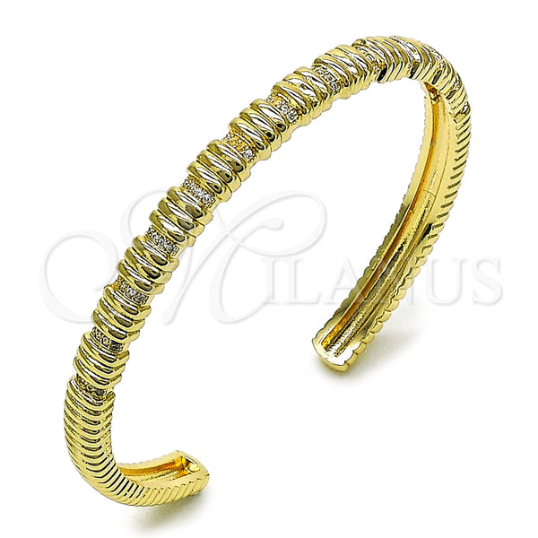 Aro Individual 07.60.0011 Oro Laminado, con Blanca Micro Pave, Pulido, Tono Dorado (06 MM Thickness, One size fits all)