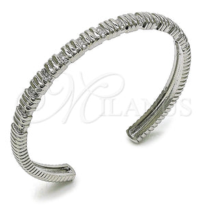 Aro Individual 07.60.0011.1 Rodio Laminado, con Micro Pave Blanca, Pulido, Rodinado (Grosor 06 MM, Talla Unica)
