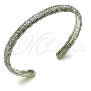 Aro Individual 07.60.0012.1 Rodio Laminado, con Zirconia Cubica Blanca, Pulido, Rodinado (Grosor 06 MM, Talla Unica)