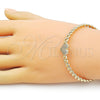 Aro Individual 07.60.0017 Oro Laminado, Diseño de Corazón y Miami Cubana, con Blanca Micro Pave, Pulido, Tono Dorado (05 MM Thickness, One size fits all)
