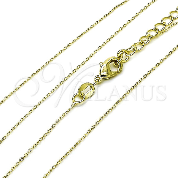 Gargantilla Basica 04.213.0336.16 Oro Laminado, Diseño de Rolo, Pulido, Tono Dorado (01 MM Thickness, 16 Inches Length)