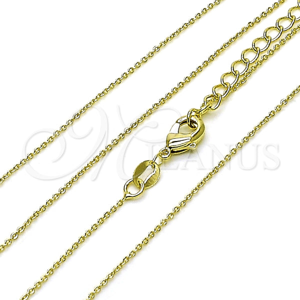 Gargantilla Basica 04.213.0337.16 Oro Laminado, Diseño de Rolo, Pulido, Tono Dorado (01 MM Thickness, 16 Inches Length)