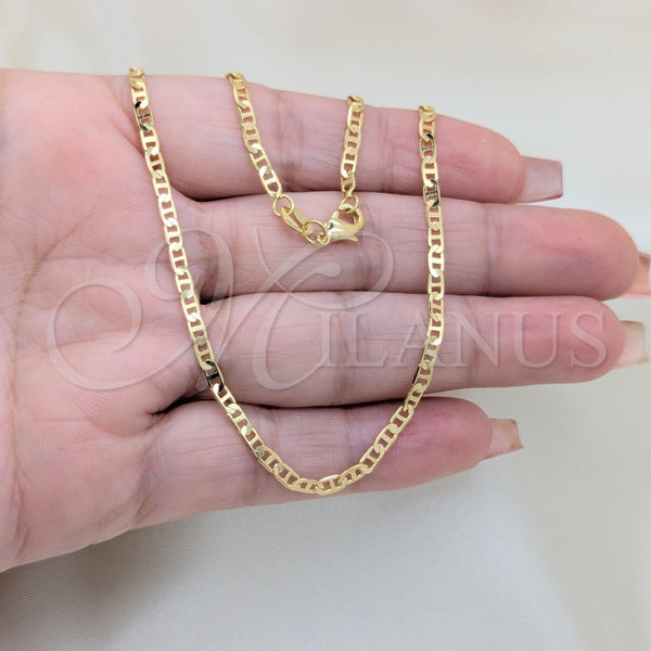 Gargantilla Basica 04.32.0007.16 Oro Laminado, Diseño de Mariner, Pulido, Tono Dorado (0.80 Gauge, 01 MM Thickness, 16 Inches Length)