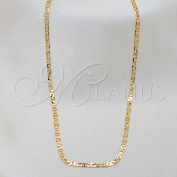 Gargantilla Basica 04.32.0007.16 Oro Laminado, Diseño de Mariner, Pulido, Tono Dorado (0.80 Gauge, 01 MM Thickness, 16 Inches Length)