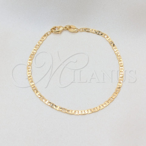 Gargantilla Basica 04.32.0007.07 Oro Laminado, Diseño de Mariner, Pulido, Tono Dorado (0.80 Gauge, 01 MM Thickness, 7 Inches Length)
