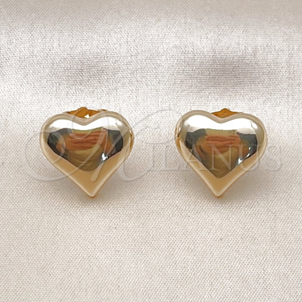 Arete Dormilona 02.195.0313 Oro Laminado, Diseño de Corazón, Pulido, Tono Dorado
