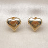 Arete Dormilona 02.195.0313 Oro Laminado, Diseño de Corazón, Pulido, Tono Dorado