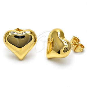 Arete Dormilona 02.195.0313 Oro Laminado, Diseño de Corazón, Pulido, Tono Dorado