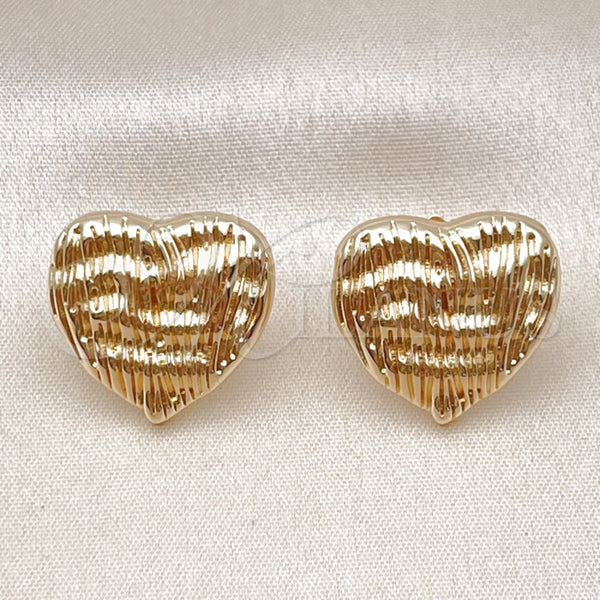 Arete Dormilona 02.195.0314 Oro Laminado, Diseño de Corazón, Pulido, Tono Dorado