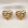 Arete Dormilona 02.195.0314 Oro Laminado, Diseño de Corazón, Pulido, Tono Dorado