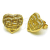 Arete Dormilona 02.195.0314 Oro Laminado, Diseño de Corazón, Pulido, Tono Dorado