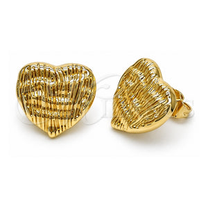 Arete Dormilona 02.195.0314 Oro Laminado, Diseño de Corazón, Pulido, Tono Dorado