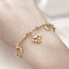 Aro Individual 07.60.0024 Oro Laminado, Diseño de Niñita Pequeña y Corazón, con Blanca Zirconia Cubica, Pulido, Tono Dorado (04 MM Thickness, One size fits all)