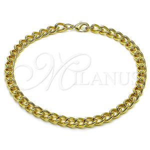 Tobillera Básica 03.63.2284.10 Oro Laminado, Diseño de Miami Cubana, Pulido, Tono Dorado (150 Gauge, 06 MM Thickness, 10 Inches Length)