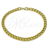 Tobillera Básica 03.63.2284.10 Oro Laminado, Diseño de Miami Cubana, Pulido, Tono Dorado (150 Gauge, 06 MM Thickness, 10 Inches Length)