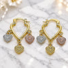 Argolla Pequeña 02.170.0492.20 Oro Laminado, Diseño de Corazón, Diamantado, Tres Tonos