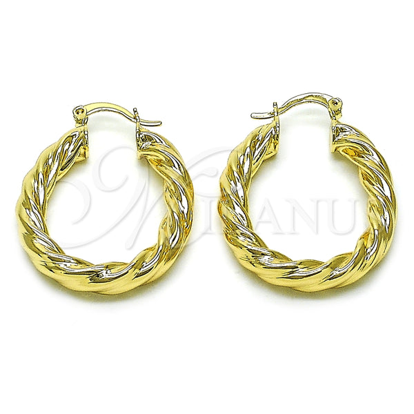 Argolla Mediana 02.170.0494.30 Oro Laminado, Diseño de Torcido y Hueco, Pulido, Tono Dorado