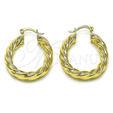 Argolla Mediana 02.170.0494.30 Oro Laminado, Diseño de Torcido y Hueco, Pulido, Tono Dorado