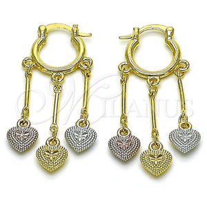 Argolla Pequeña 02.170.0496.15 Oro Laminado, Diseño de Corazón, Diamantado, Tres Tonos