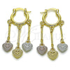 Argolla Pequeña 02.170.0496.15 Oro Laminado, Diseño de Corazón, Diamantado, Tres Tonos