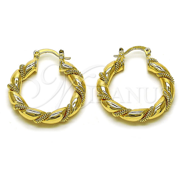 Argolla Mediana 02.170.0498.30 Oro Laminado, Diseño de Hueco y Torcido, Pulido, Tono Dorado