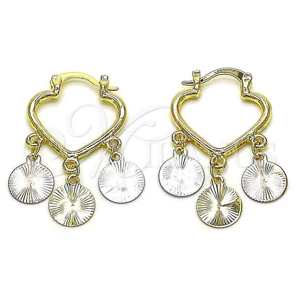Argolla Pequeña 02.170.0502.20 Oro Laminado, Diseño de Corazón, Diamantado, Tres Tonos