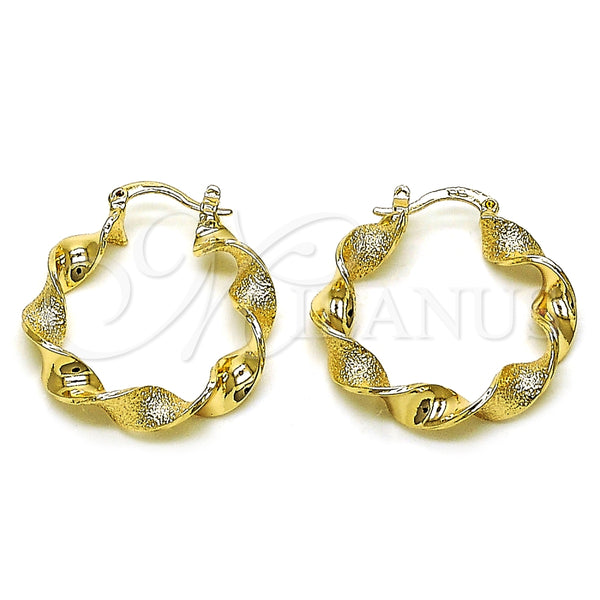 Argolla Mediana 02.170.0503.30 Oro Laminado, Diseño de Torcido, Mate, Tono Dorado
