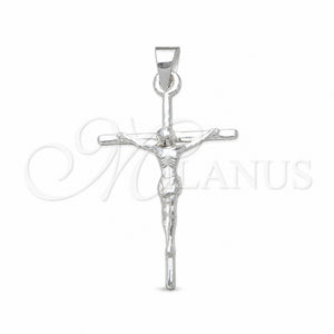 Dije Religioso 05.392.0082 Plata Rodinada, Diseño de Cruz, Pulido, Tono Plateado