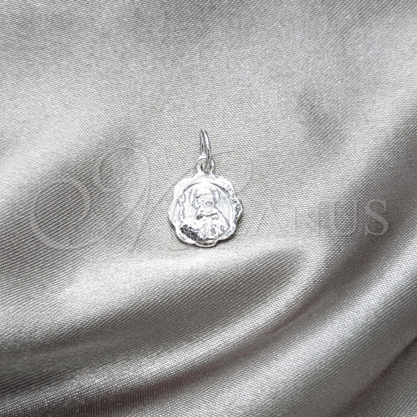 Dije Religioso 05.392.0083 Plata Rodinada, Diseño de San Benito, Pulido, Tono Plateado