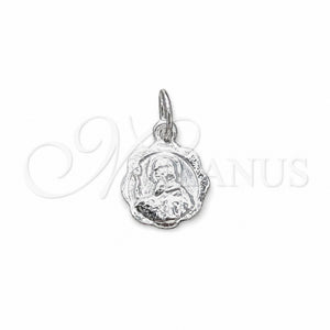 Dije Religioso 05.392.0083 Plata Rodinada, Diseño de San Benito, Pulido, Tono Plateado