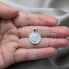 Dije Religioso 05.392.0084 Plata Rodinada, Diseño de San Benito, Pulido, Tono Plateado