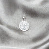 Dije Religioso 05.392.0084 Plata Rodinada, Diseño de San Benito, Pulido, Tono Plateado