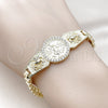 Pulsera Elegante 03.411.0064.08 Oro Laminado, Diseño de Moneda Centenario y Águila, con Blanca Zirconia Cubica, Pulido, Tono Dorado (20 MM Thickness, 8 Inches Length)