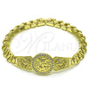 Pulsera Elegante 03.411.0064.08 Oro Laminado, Diseño de Moneda Centenario y Águila, con Blanca Zirconia Cubica, Pulido, Tono Dorado (20 MM Thickness, 8 Inches Length)