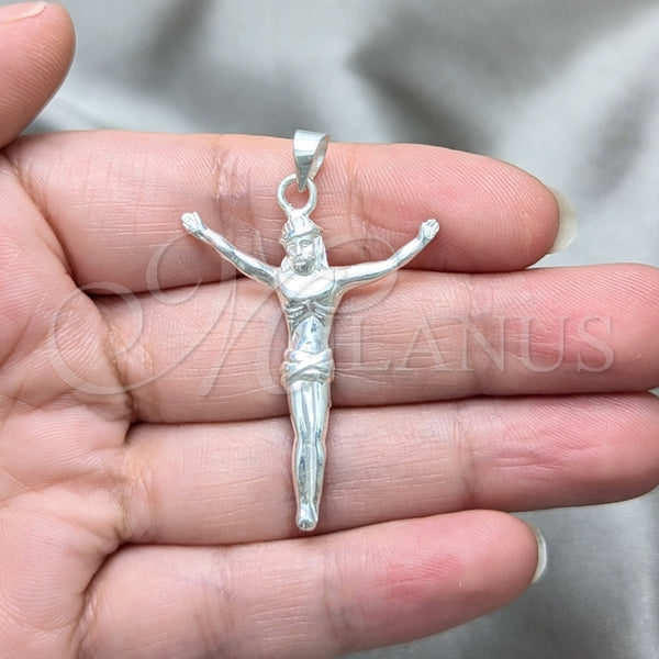 Dije Religioso 05.392.0086 Plata Rodinada, Diseño de Cruz, Pulido, Tono Plateado