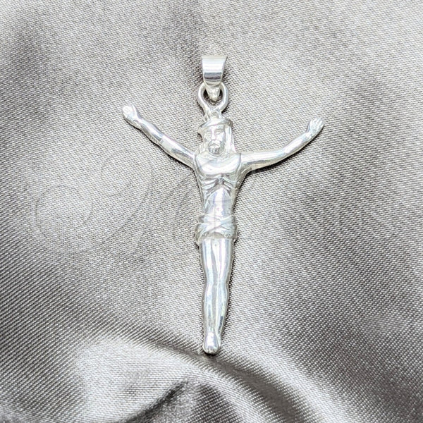 Dije Religioso 05.392.0086 Plata Rodinada, Diseño de Cruz, Pulido, Tono Plateado