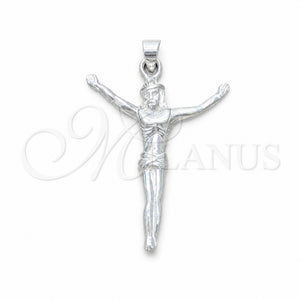 Dije Religioso 05.392.0086 Plata Rodinada, Diseño de Cruz, Pulido, Tono Plateado