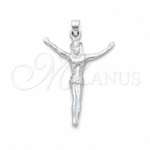 Dije Religioso 05.392.0086 Plata Rodinada, Diseño de Cruz, Pulido, Tono Plateado